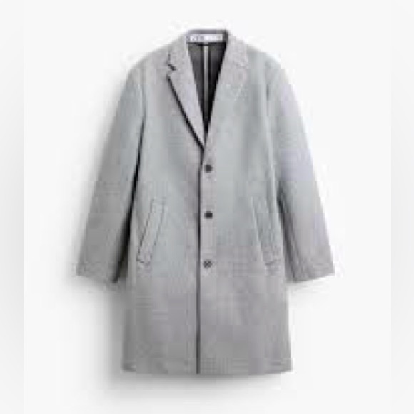 Zara Man wool blend blazer coat jacket notch collar light grey XL - Picture 2 of 8